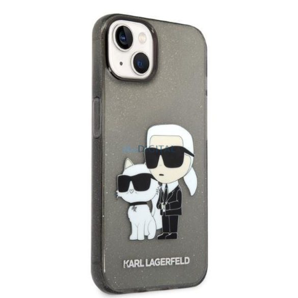 Karl Lagerfeld KLHCP14MHNKCTGK iPhone 14 Plus 6,7" fekete keménytok csillogó Karl&Choupette