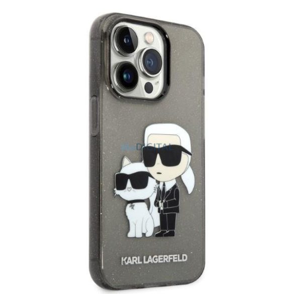Karl Lagerfeld KLHCP14LHNKCTGK iPhone 14 Pro 6,1" fekete keménytok csillogó Karl&Choupette