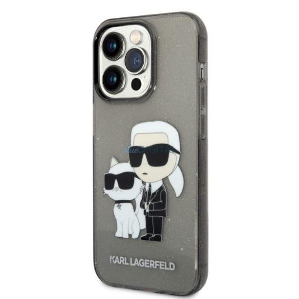 Karl Lagerfeld KLHCP14XHNKCTGK iPhone 14 Pro Max 6,7" fekete keménytok csillogó Karl&Choupette