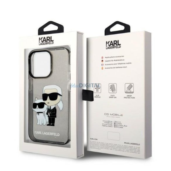 Karl Lagerfeld KLHCP14XHNKCTGK iPhone 14 Pro Max 6,7" fekete keménytok csillogó Karl&Choupette