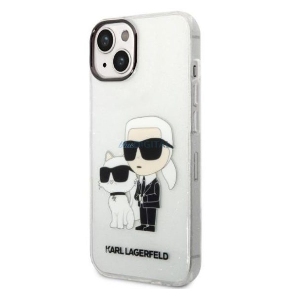 Karl Lagerfeld KLHCP14MHNKCTGT iPhone 14 Plus 6,7" átlátszó keménytok csillogó Karl&Choupette