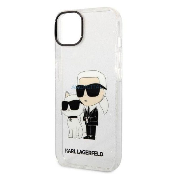 Karl Lagerfeld KLHCP14MHNKCTGT iPhone 14 Plus 6,7" átlátszó keménytok csillogó Karl&Choupette