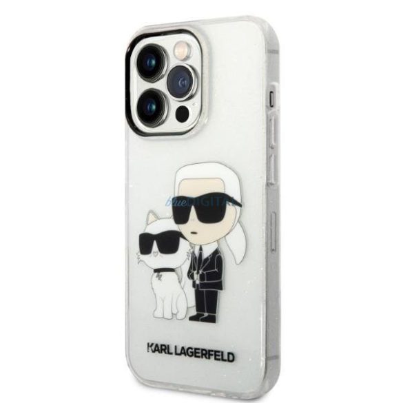 Karl Lagerfeld KLHCP14LHNKCTGT iPhone 14 Pro 6,1" átlátszó keménytok csillogó Karl&Choupette