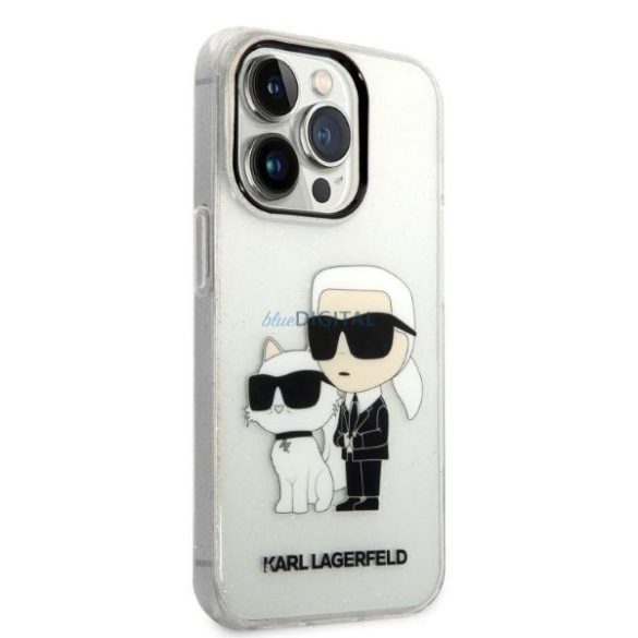 Karl Lagerfeld KLHCP14LHNKCTGT iPhone 14 Pro 6,1" átlátszó keménytok csillogó Karl&Choupette