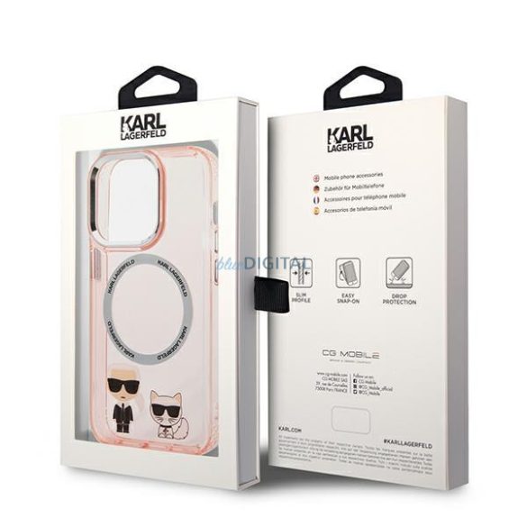 Karl Lagerfeld KLHMP14XHKCP iPhone 14 Pro Max 6.7 "keménytok rózsaszín Karl & Choupette alumínium Magsafe
