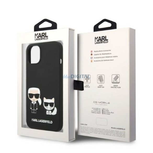 Karl Lagerfeld KLHMP14MSSKCK iPhone 14 Plus 6,7" keménytok fekete Folyékony szilikon Karl & Choupette Magsafe