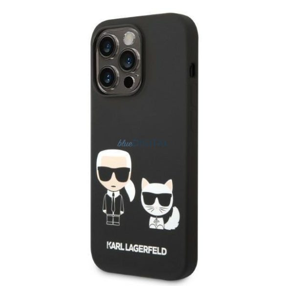 Karl Lagerfeld KLHMP14LSSKCK iPhone 14 Pro 6,1" keménytok fekete Folyékony szilikon Karl & Choupette Magsafe