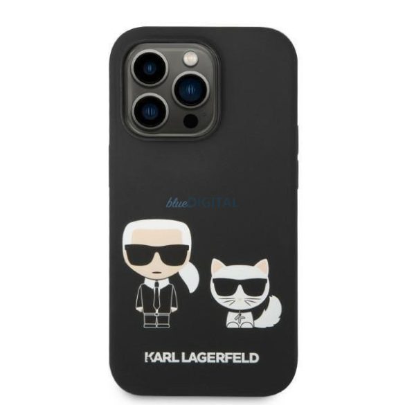 Karl Lagerfeld KLHMP14LSSKCK iPhone 14 Pro 6,1" keménytok fekete Folyékony szilikon Karl & Choupette Magsafe