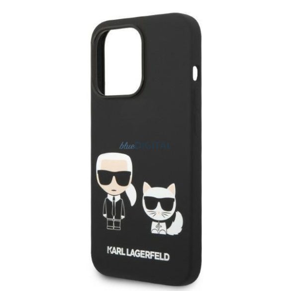 Karl Lagerfeld KLHMP14LSSKCK iPhone 14 Pro 6,1" keménytok fekete Folyékony szilikon Karl & Choupette Magsafe