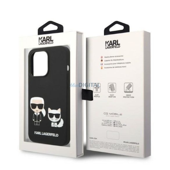 Karl Lagerfeld KLHMP14XSSKCK iPhone 14 Pro Max 6,7" keménytok fekete Folyékony szilikon Karl & Choupette Magsafe