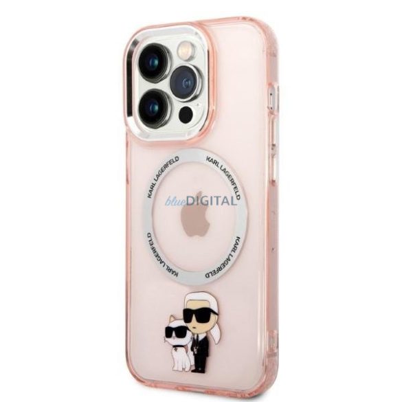 Karl Lagerfeld KLHMP14LHNKCIP iPhone 14 Pro 6,1" keménytok rózsaszín ikonikus Karl&Choupette Magsafe