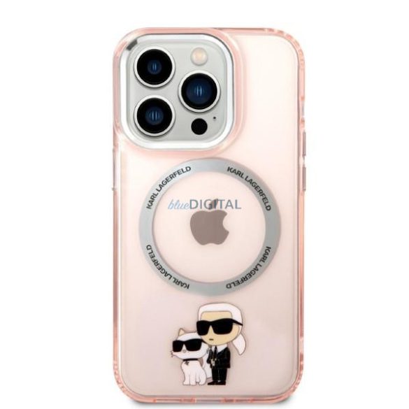 Karl Lagerfeld KLHMP14LHNKCIP iPhone 14 Pro 6,1" keménytok rózsaszín ikonikus Karl&Choupette Magsafe