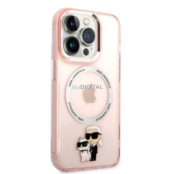 Karl Lagerfeld KLHMP14XHNKCIP iPhone 14 Pro Max 6,7" keménytok rózsaszín ikonikus Karl&Choupette Magsafe