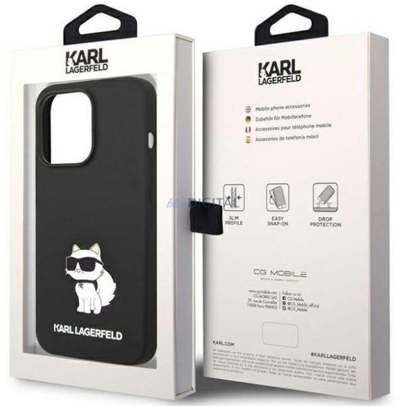 Karl Lagerfeld KLHMP14LSNCHBCK iPhone 14 Pro 6.1" keménytok fekete szilikon Choupette MagSafe