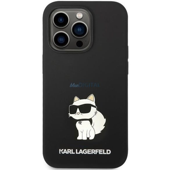 Karl Lagerfeld KLHMP14XSNCHBCK iPhone 14 Pro Max 6.7" keménytok fekete szilikon Choupette MagSafe