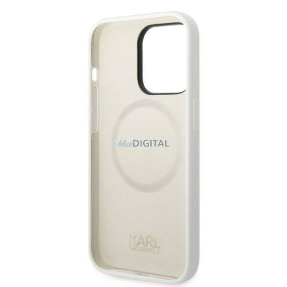 Karl Lagerfeld KLHMP14LSNCHBCH iPhone 14 Pro 6.1" keménytok fehér/fehér szilikon Choupette MagSafe szilikon tok