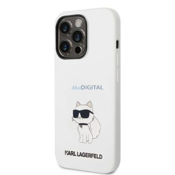 Karl Lagerfeld KLHMP14XSNCHBCH iPhone 14 Pro Max 6.7" keménytok fehér/fehér szilikon Choupette MagSafe szilikon tok