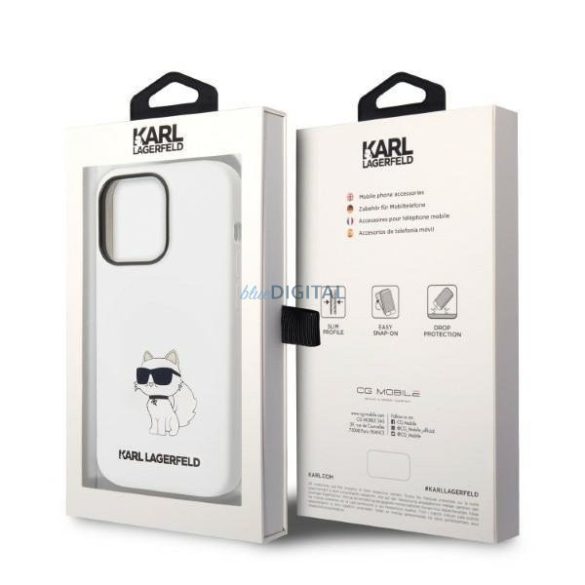 Karl Lagerfeld KLHMP14XSNCHBCH iPhone 14 Pro Max 6.7" keménytok fehér/fehér szilikon Choupette MagSafe szilikon tok