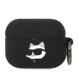 Karl Lagerfeld KLAPRUNCHK AirPods Pro tok fekete/fekete szilikon Choupette fej 3D