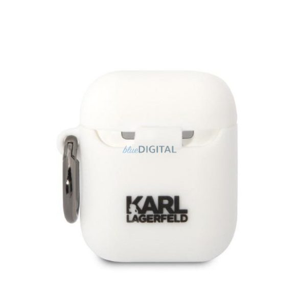 Karl Lagerfeld KLA2RUNCHH AirPods 1/2 tok fehér/fehér szilikon Choupette fej 3D