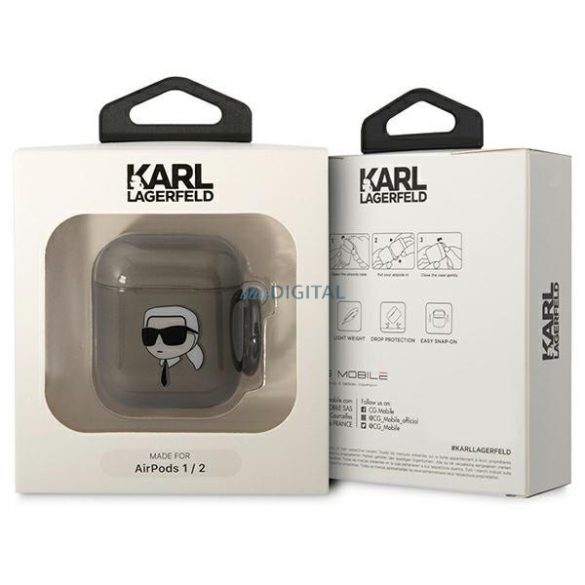 Karl Lagerfeld KLA2HNIKTCK AirPods 1/2 tok fekete Karl's Head