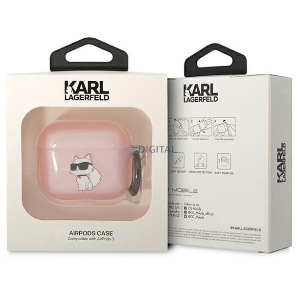 Karl Lagerfeld KLA3HNCHTCP Airpods 3 tok rózsaszín ikonikus Choupette