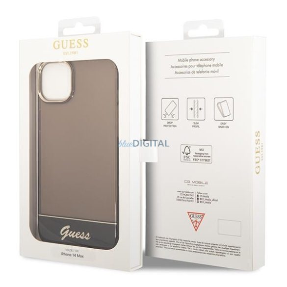 Guess GUHCP14SHGCOK iPhone 14 6.1 "fekete kemény tok áttetsző