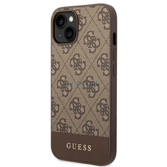 Guess GUHCP14SG4GLBR iPhone 14 6,1" barna keménytok 4G Stripe kollekció