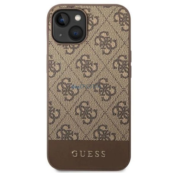 Guess GUHCP14SG4GLBR iPhone 14 6,1" barna keménytok 4G Stripe kollekció