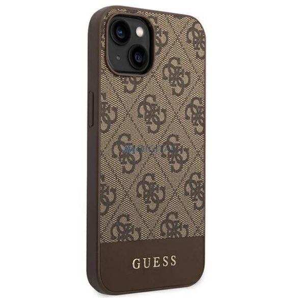 Guess GUHCP14SG4GLBR iPhone 14 6,1" barna keménytok 4G Stripe kollekció