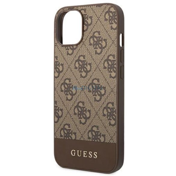 Guess GUHCP14SG4GLBR iPhone 14 6,1" barna keménytok 4G Stripe kollekció