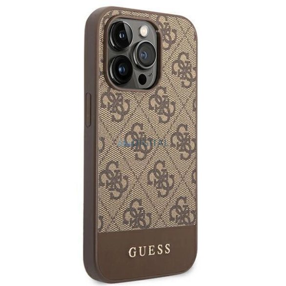 Guess GUHCP14XG4GLBR iPhone 14 Pro Max 6,7" barna keménytok 4G Stripe kollekció