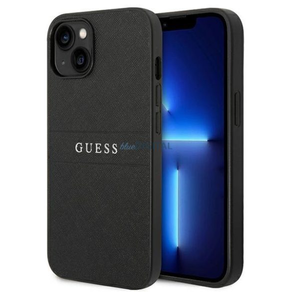 Guess GUHCP14MPSASBBK iPhone 14 Plus 6.7 "fekete szafián szíj