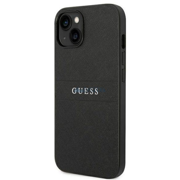 Guess GUHCP14MPSASBBK iPhone 14 Plus 6.7 "fekete szafián szíj