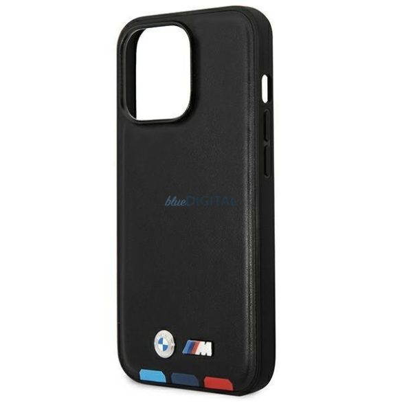 Etui BMW BMHMP14L22PTDK iPhone 14 Pro 6,1" fekete bőr bélyegző Tricolor Magsafe