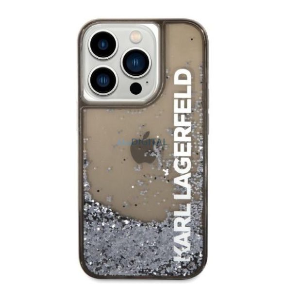 Karl Lagerfeld KLHCP14LLCKVK iPhone 14 Pro 6,1" fekete keménytok folyékony csillogó Elong
