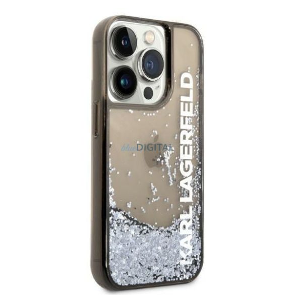 Karl Lagerfeld KLHCP14XLCKVK iPhone 14 Pro Max 6,7" fekete keménytok folyékony csillogó Elong, fekete