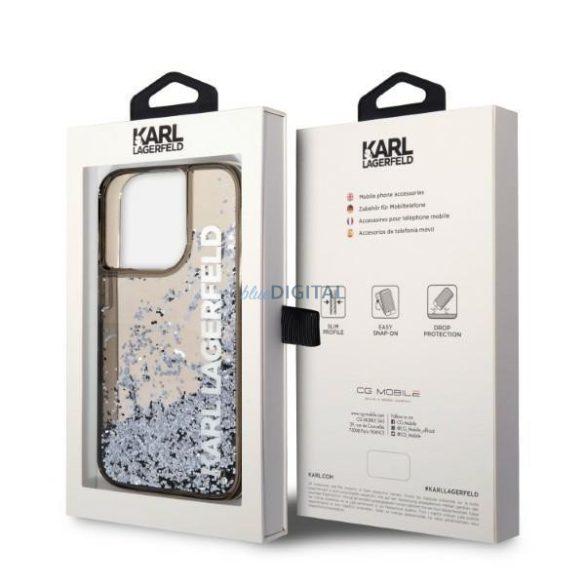 Karl Lagerfeld KLHCP14XLCKVK iPhone 14 Pro Max 6,7" fekete keménytok folyékony csillogó Elong, fekete