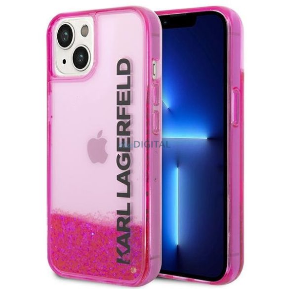 Karl Lagerfeld KLHCP14MLCKVF iPhone 14 Plus 6.7 "rózsaszín keménytok folyékony csillogó hosszúkás tok