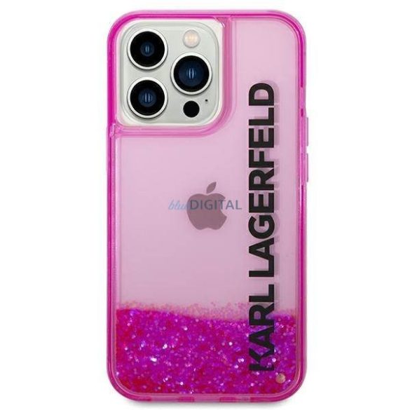 Karl Lagerfeld KLHCP14LLCKVF iPhone 14 Pro 6.1 "rózsaszín keménytok folyékony csillogó hosszúkás tok