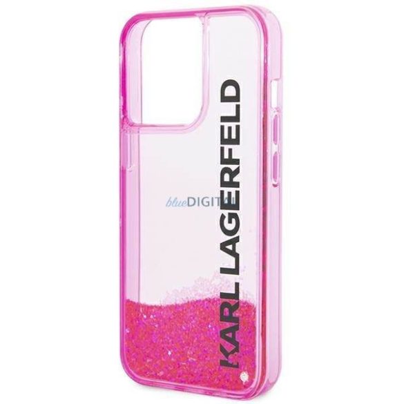 Karl Lagerfeld KLHCP14LLCKVF iPhone 14 Pro 6.1 "rózsaszín keménytok folyékony csillogó hosszúkás tok