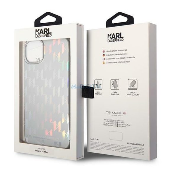 Karl Lagerfeld KLHCP14MLGMMSV3 iPhone 14 Plus 6,7" keménytok ezüst Monogram Iridescent