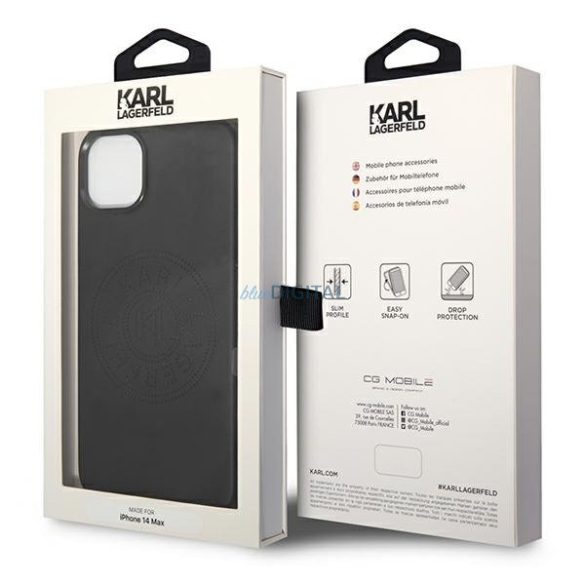 Karl Lagerfeld KLHCP14MFWHK iPhone 14 Plus 6.7 "keménytok fekete bőr perforált logóval