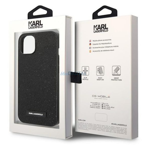 Karl Lagerfeld KLHCP14MG2ELK iPhone 14 Plus 6.7 "kemény tok fekete csillogó plakett Logo