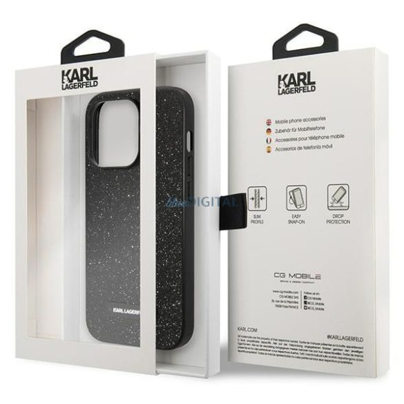 Karl Lagerfeld KLHCP14LG2ELK iPhone 14 Pro 6.1 "keménytok fekete csillogó plakett Logo