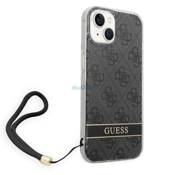 Guess GUOHCP14SH4STK iPhone 14 6.1 "fekete keménytok 4G nyomtatott szíj