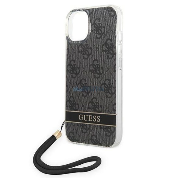 Guess GUOHCP14SH4STK iPhone 14 6.1 "fekete keménytok 4G nyomtatott szíj