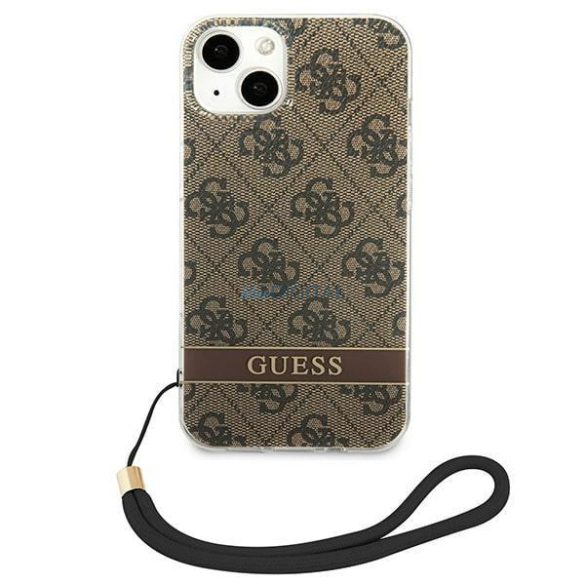 Guess GUOHCP14SH4STW iPhone 14 6.1 "barna keménytok 4G nyomtatott szíj