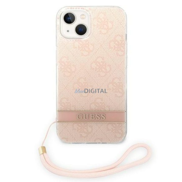 Guess GUOHCP14MH4STP iPhone 14 Plus 6,7" rózsaszín keménytok 4G nyomtatott pántos táska