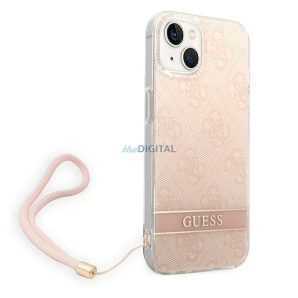 Guess GUOHCP14MH4STP iPhone 14 Plus 6,7" rózsaszín keménytok 4G nyomtatott pántos táska